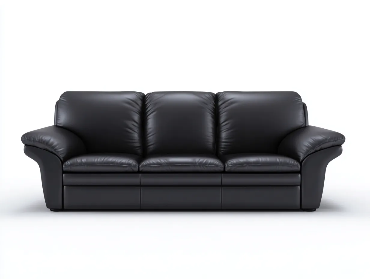 Canapé 3 places - cuir - 216x96x82 cm - noir - style classique-Loftgohome