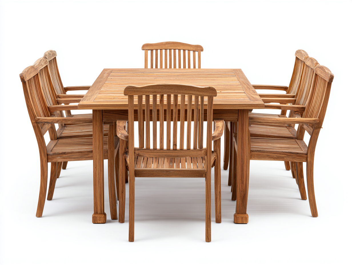 Salon de jardin repas - bois - 210x100x75 cm - bois naturel - design contemporain-Loftgohome