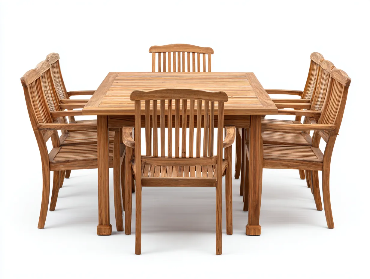 Salon de jardin repas - bois - 210x100x75 cm - bois naturel - design contemporain-Loftgohome