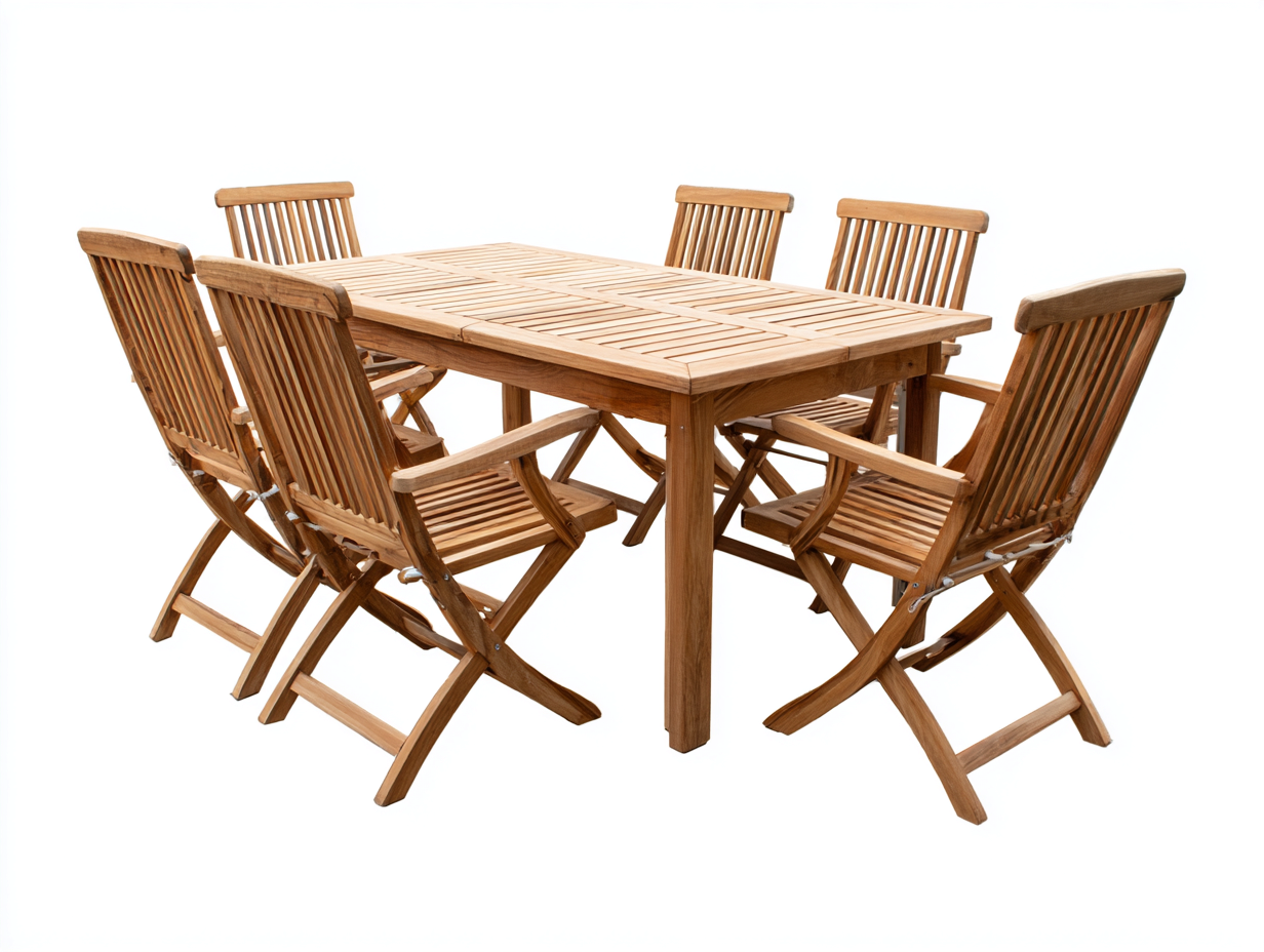 Salon de jardin repas - bois - 220x100x75 cm - bois naturel - design contemporain-Loftgohome
