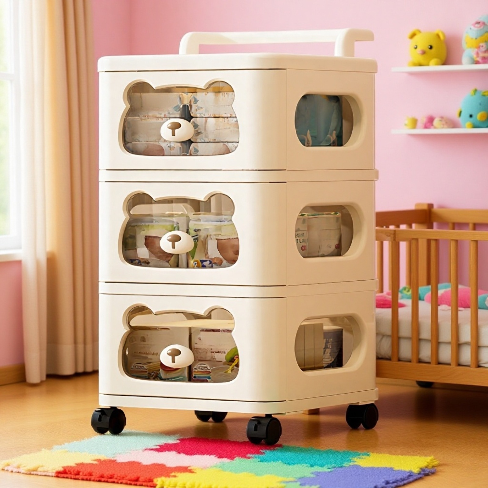 Mehrschichtiges Lagerregal Multifunktions-Haushaltslagerschrank Wohnzimmer Kinderspielzeugschrank Ba