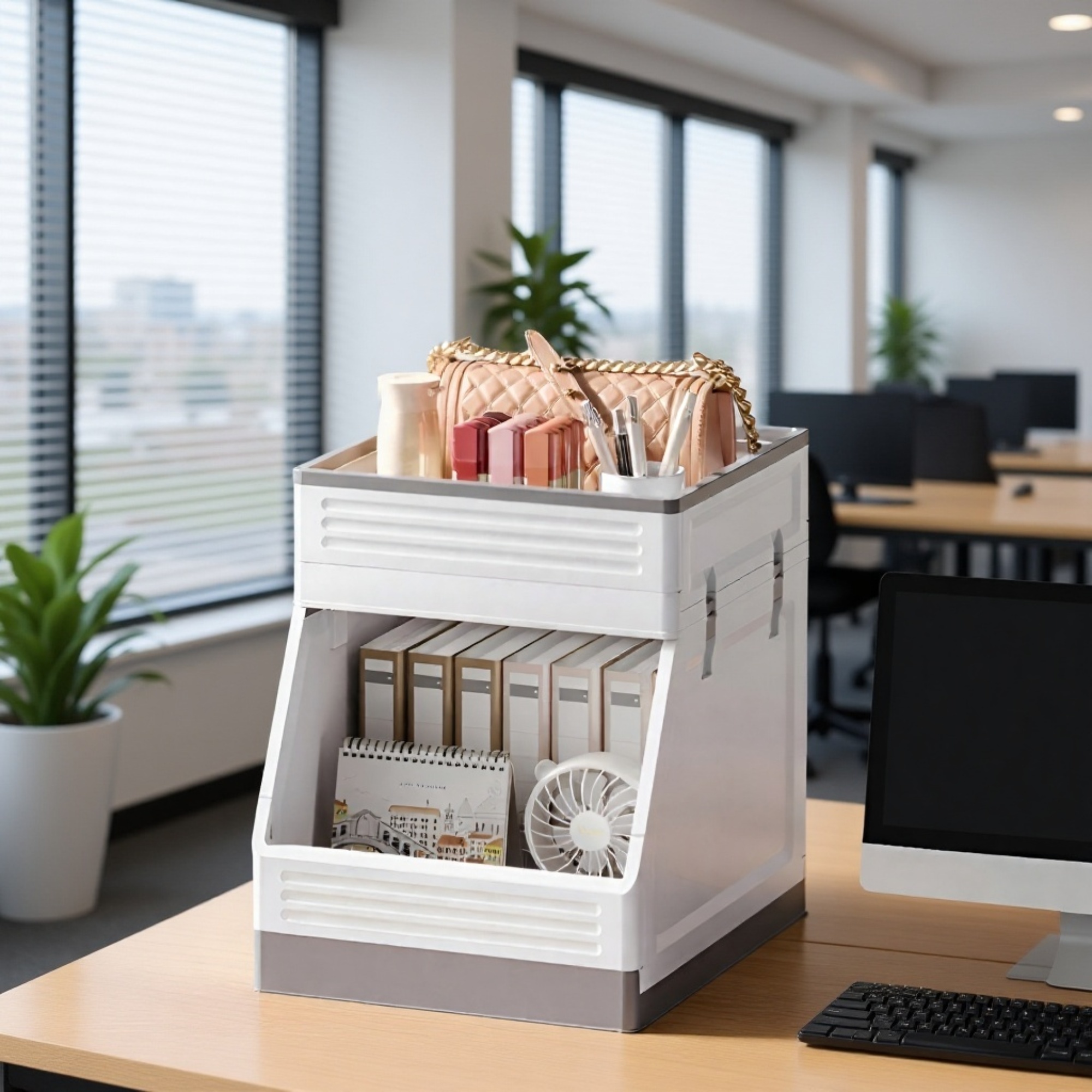 Faltbares Lagerregal unter dem Schreibtisch, Aufbewahrungsregal für Aktentaschen am Arbeitsplatz, do