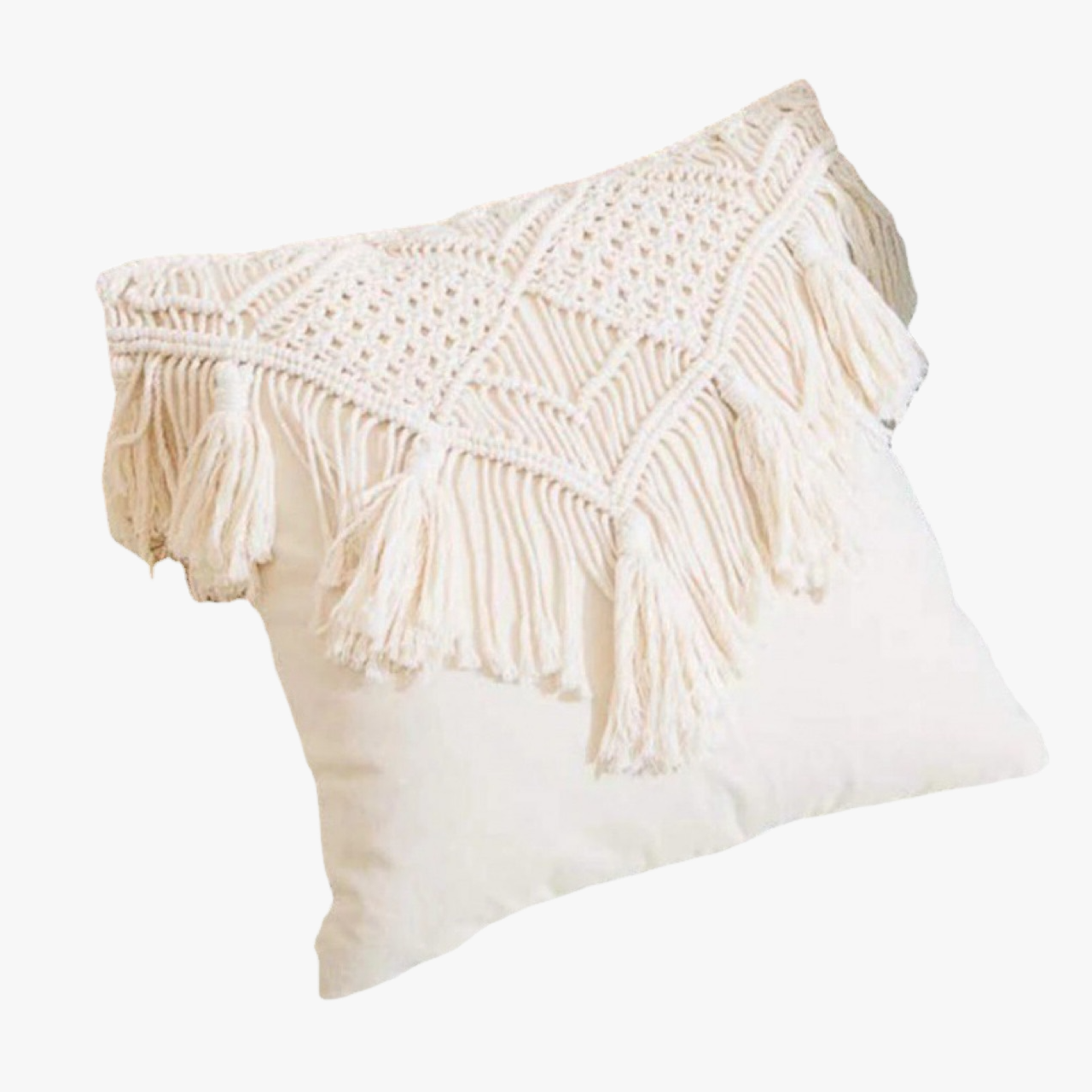 Sofakissenbezug, Kissenbezug, Baumwollfaden, Baumwollseil, handgewebt, Quasten-Stil, Bohemian-Stil