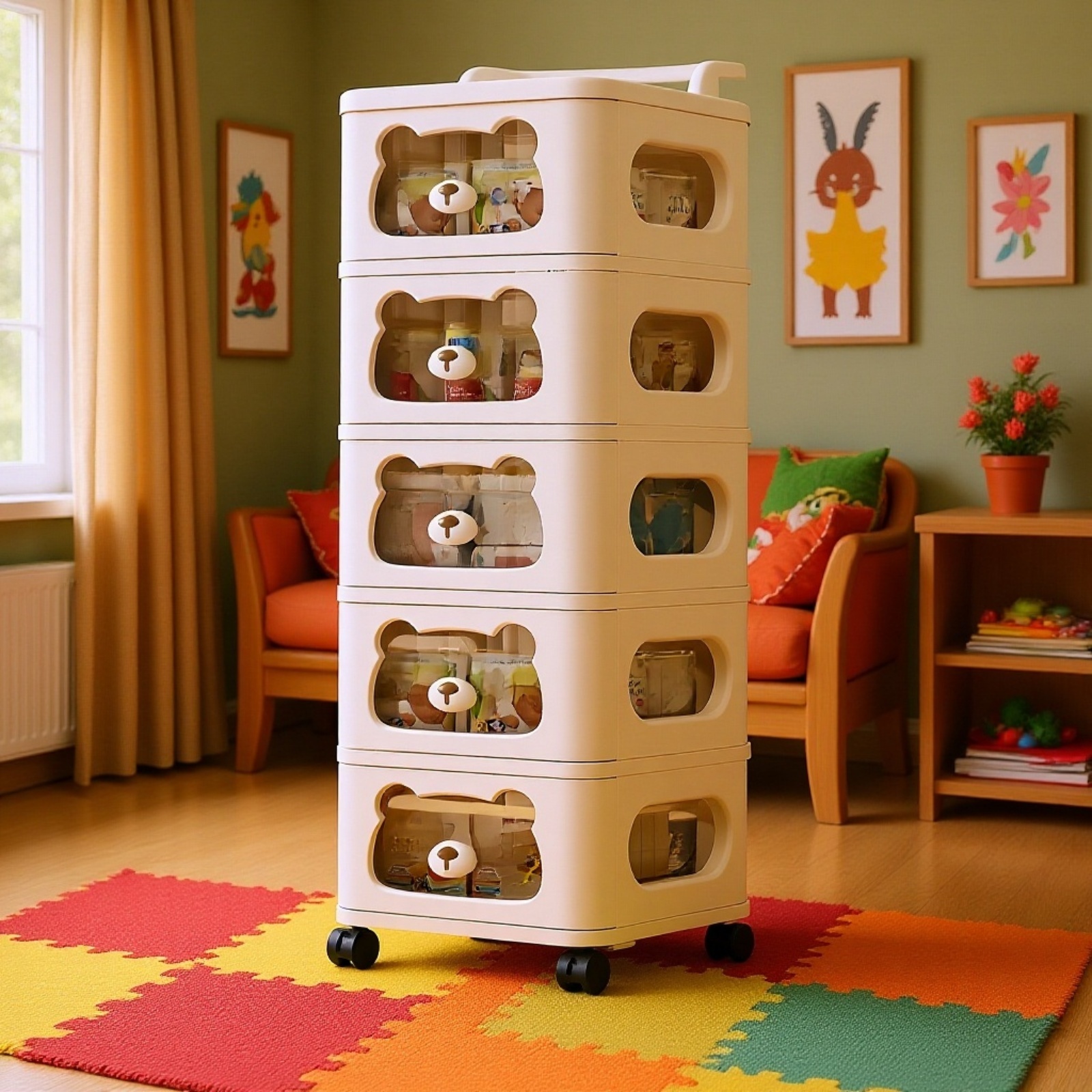 Mehrschichtiges Lagerregal Multifunktions-Haushaltslagerschrank Wohnzimmer Kinderspielzeugschrank Ba