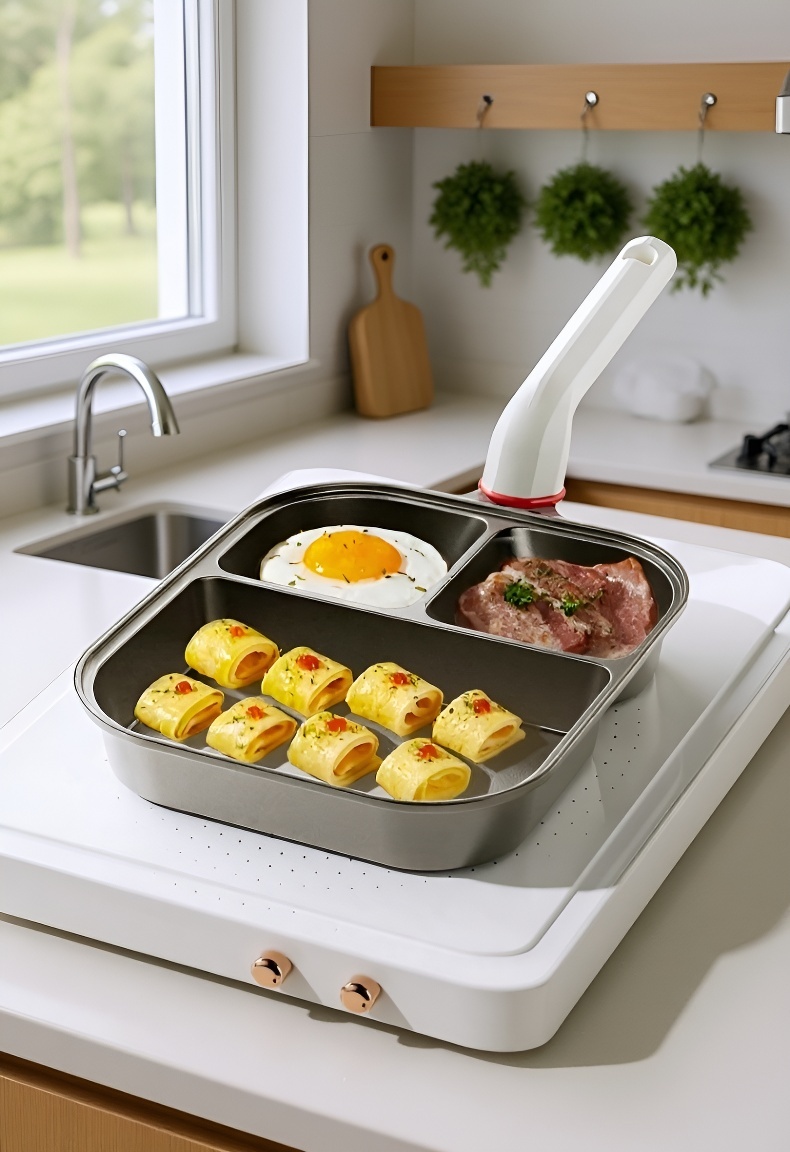 Thickened and deepened titanium pan for eggs and burgers