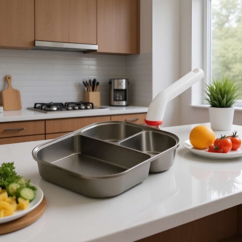 Titanium three-in-one frying pan for breakfast cooking