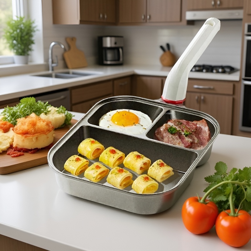Titanium three-in-one frying pan breakfast pan non-stick pan fried egg hamburger thickened and deepe