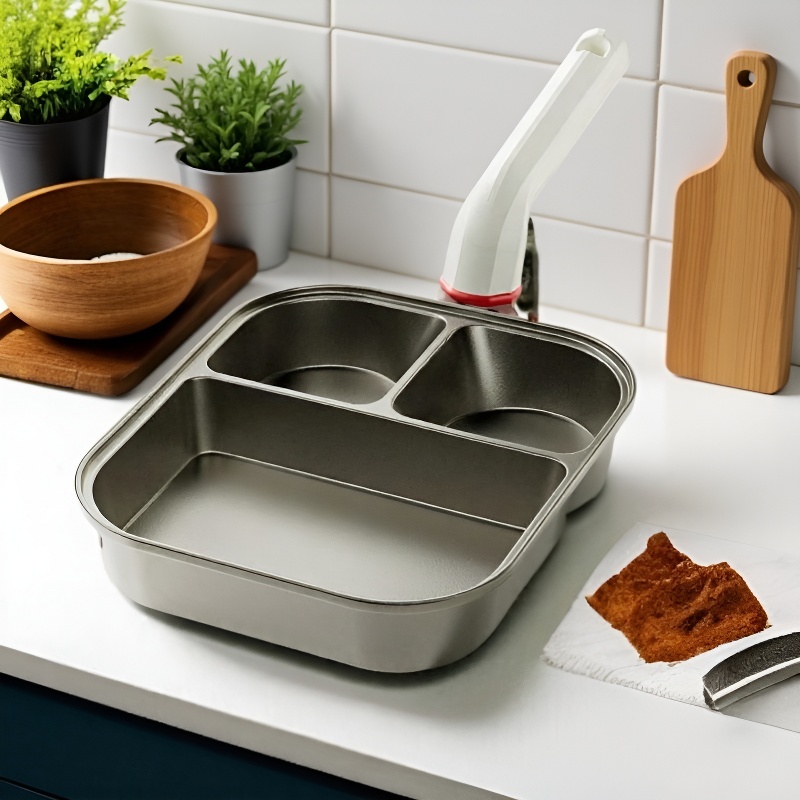 Titanium three-in-one frying pan breakfast pan non-stick pan fried egg hamburger thickened and deepe