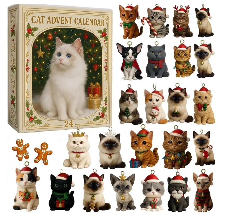 Адвент календар с 24 празнични котки