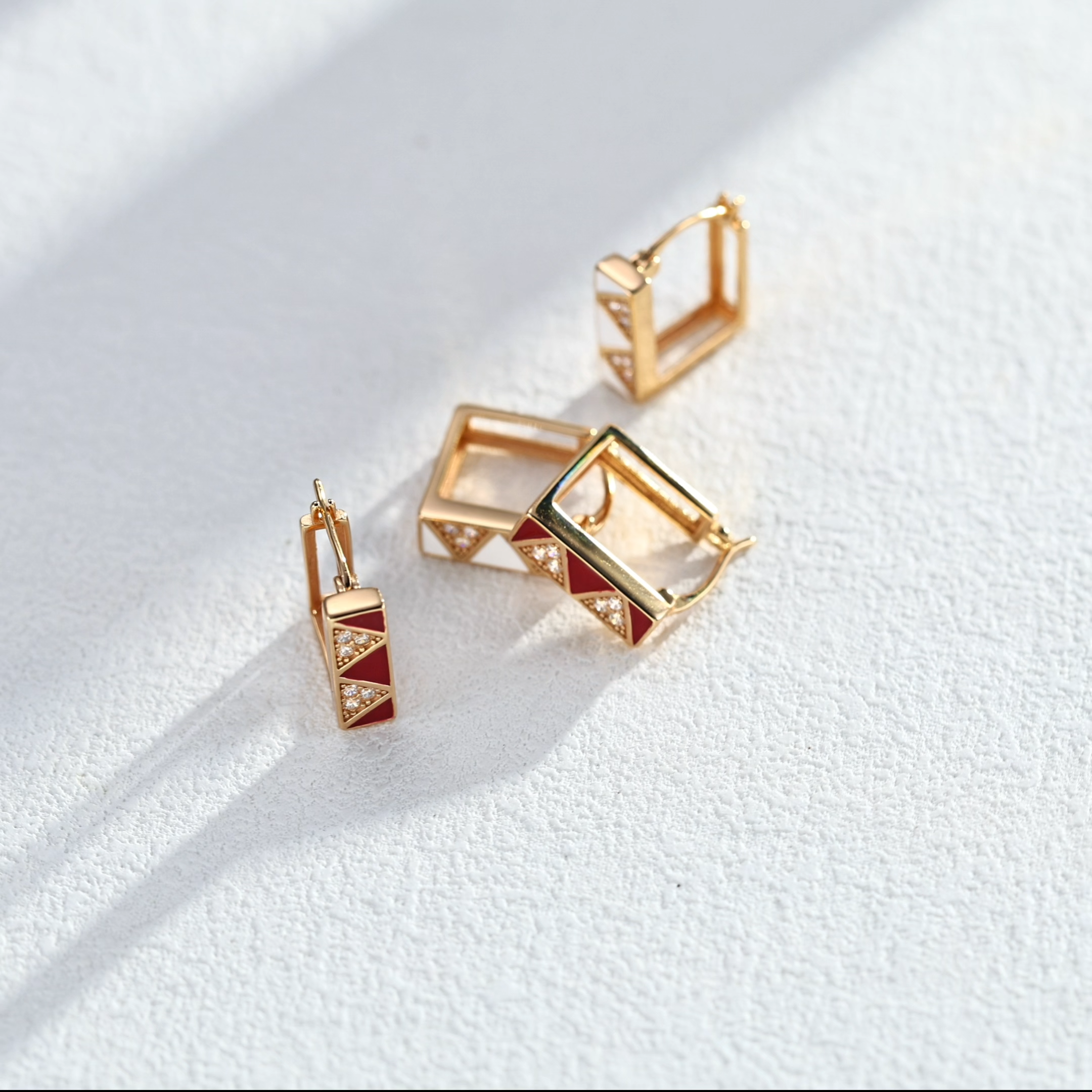 Sterling silver enamel geometric earrings