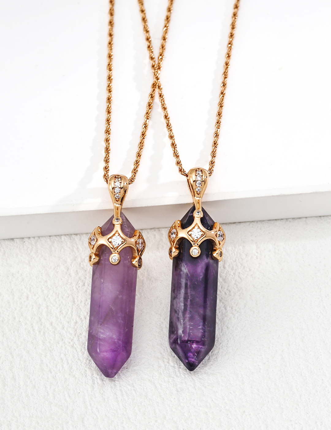Amethyst and cubic zirconia necklace