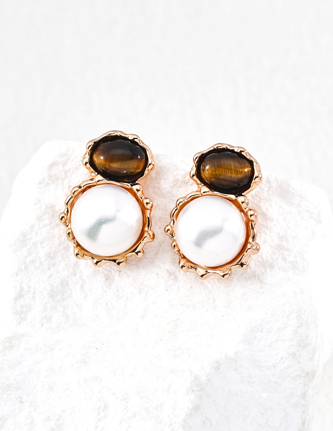 Hand-carved lava flow earrings