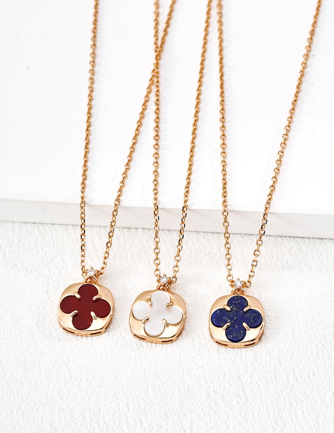 Lucky four-leaf clover necklace and earrings