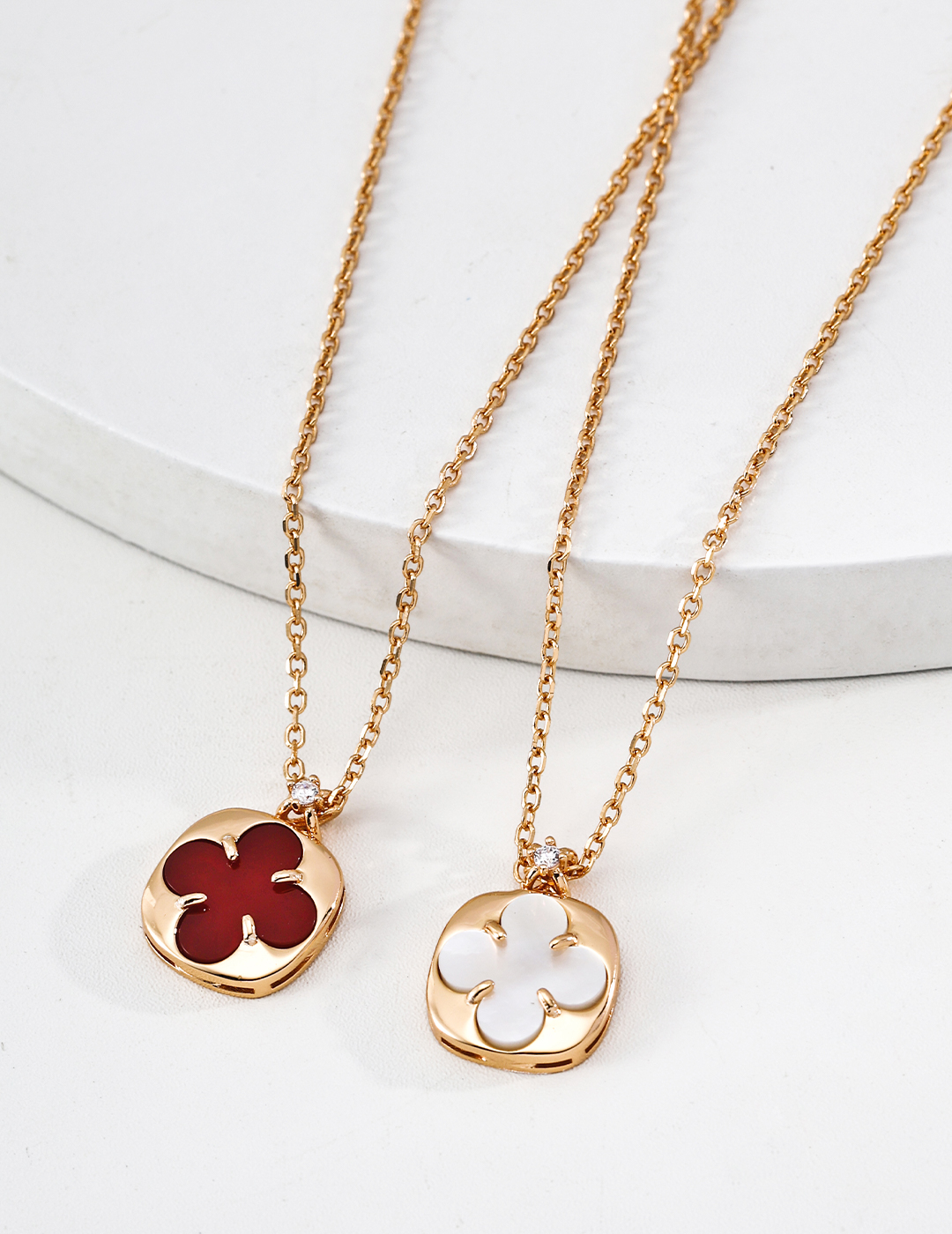 Lucky four-leaf clover necklace and earrings