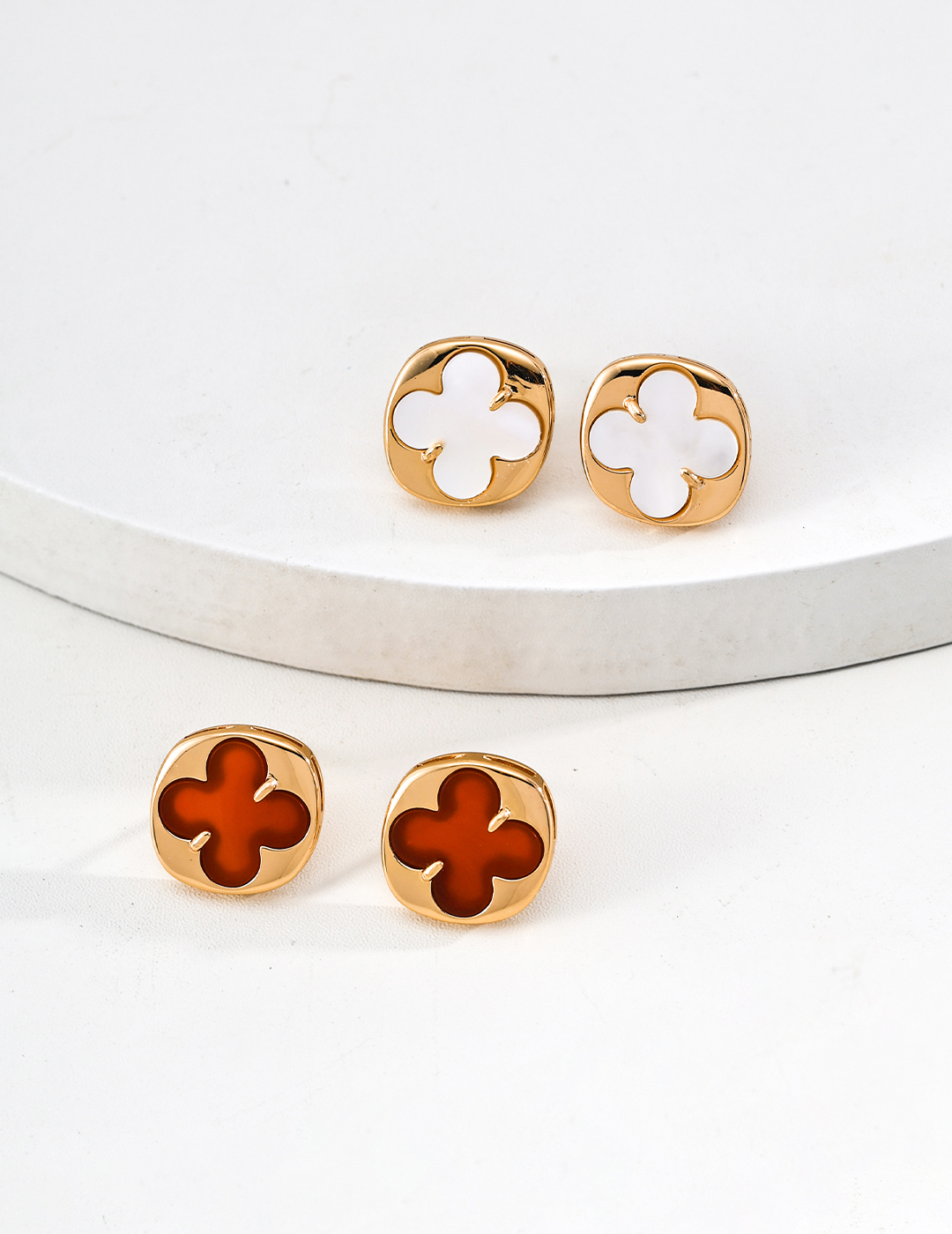 Lucky four-leaf clover necklace and earrings