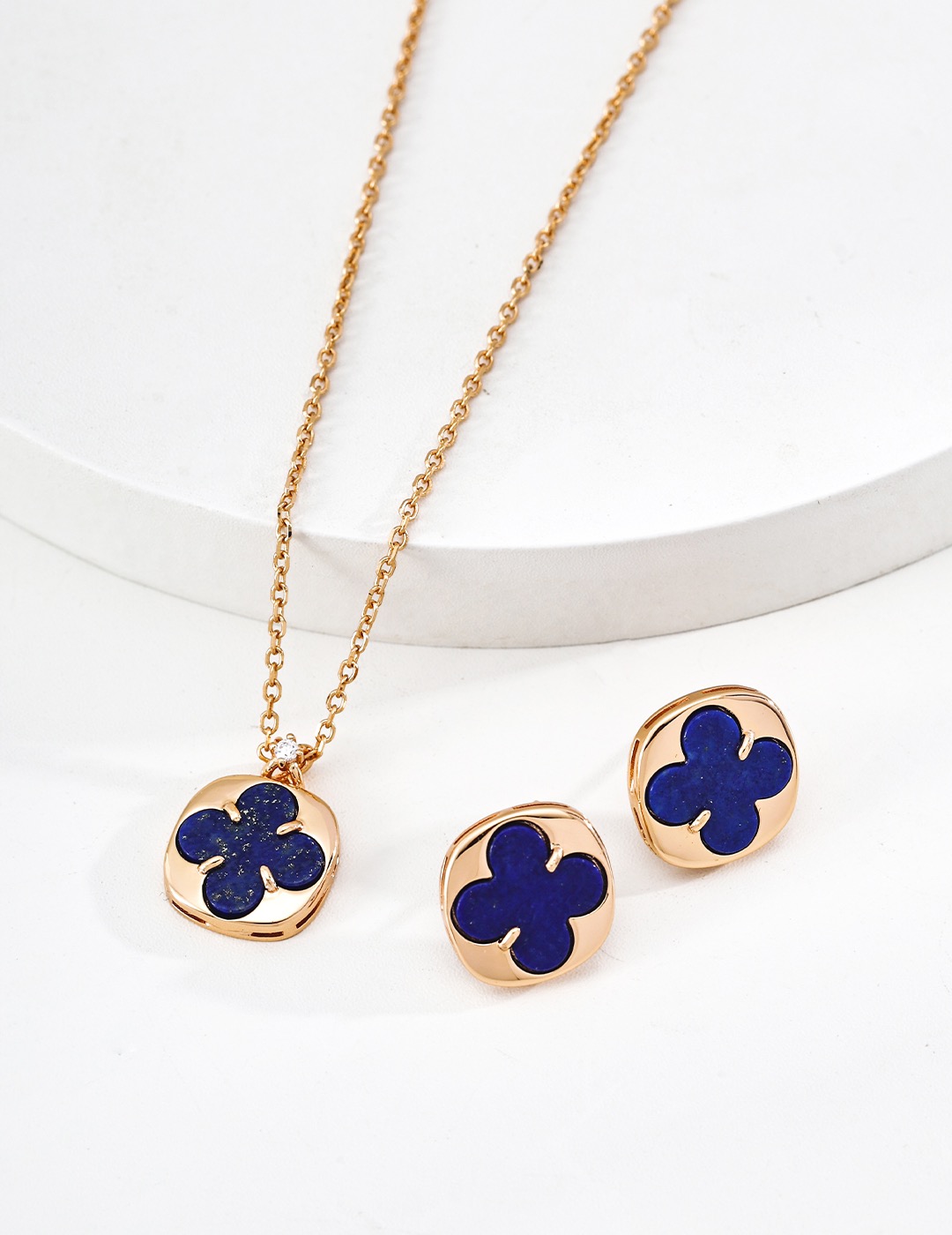 Lucky four-leaf clover necklace and earrings