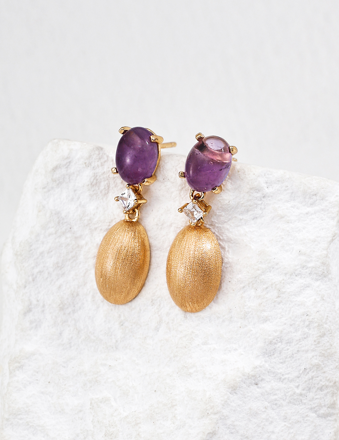 925 sterling silver amethyst and cubic zirconia earrings