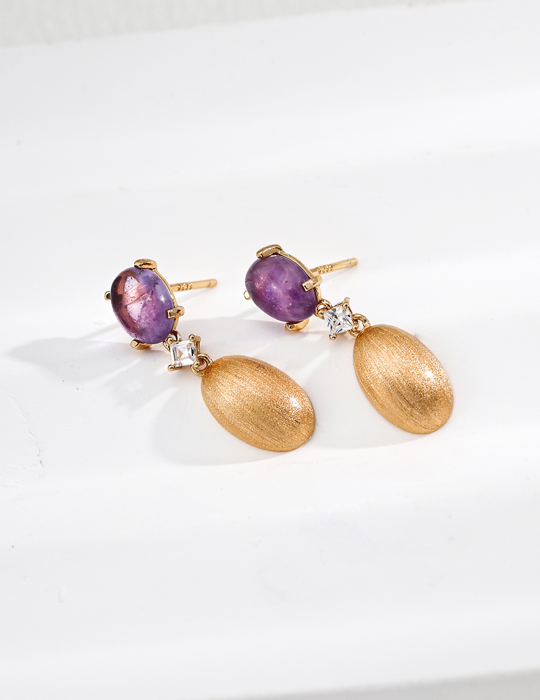 925 sterling silver amethyst and cubic zirconia earrings