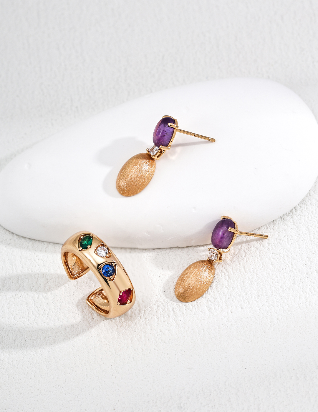 925 sterling silver amethyst and cubic zirconia earrings