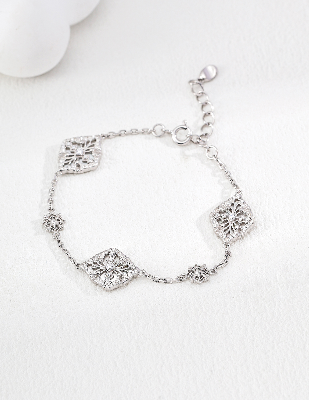 Italian court-style heavy-duty silver and zircon bracelet
