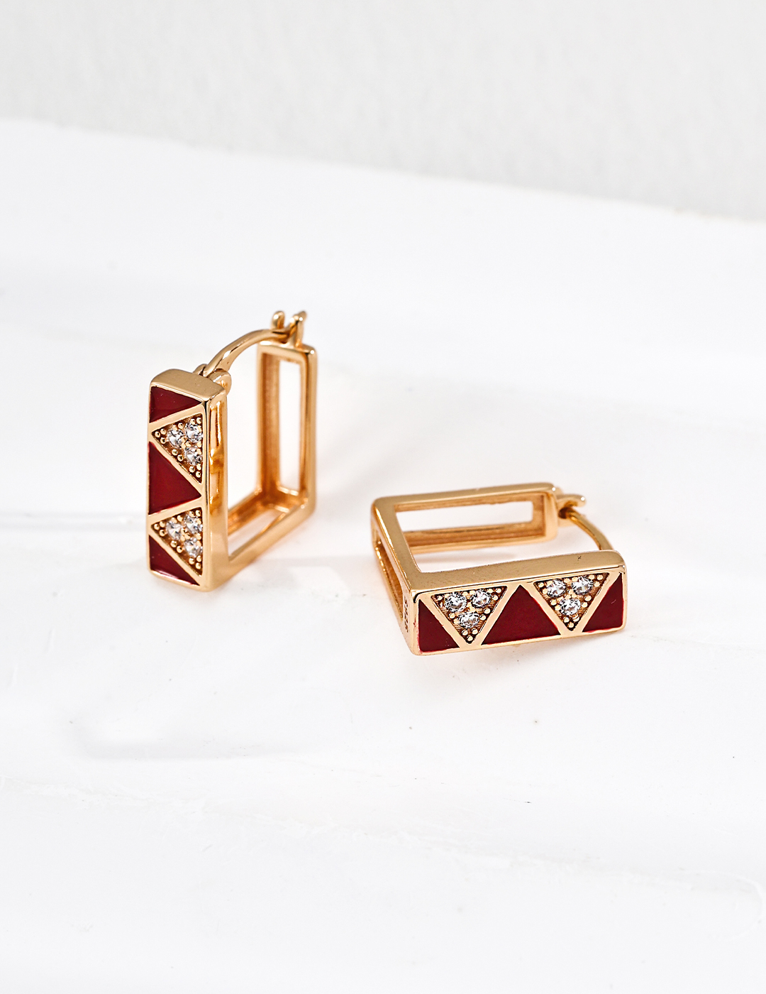 Sterling silver enamel geometric earrings