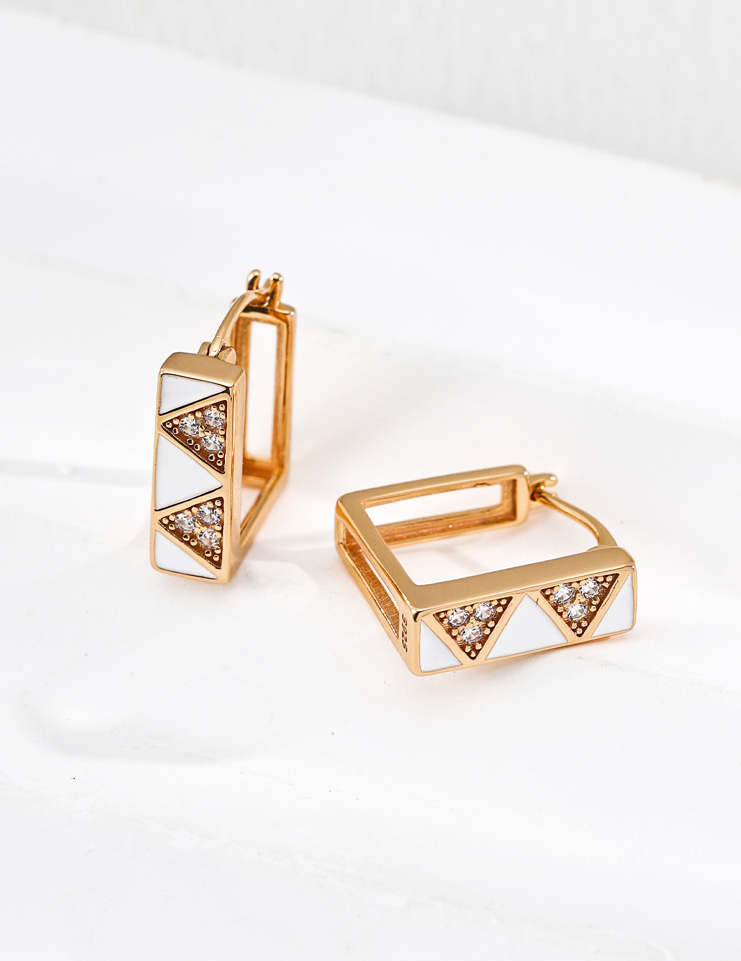 Sterling silver enamel geometric earrings