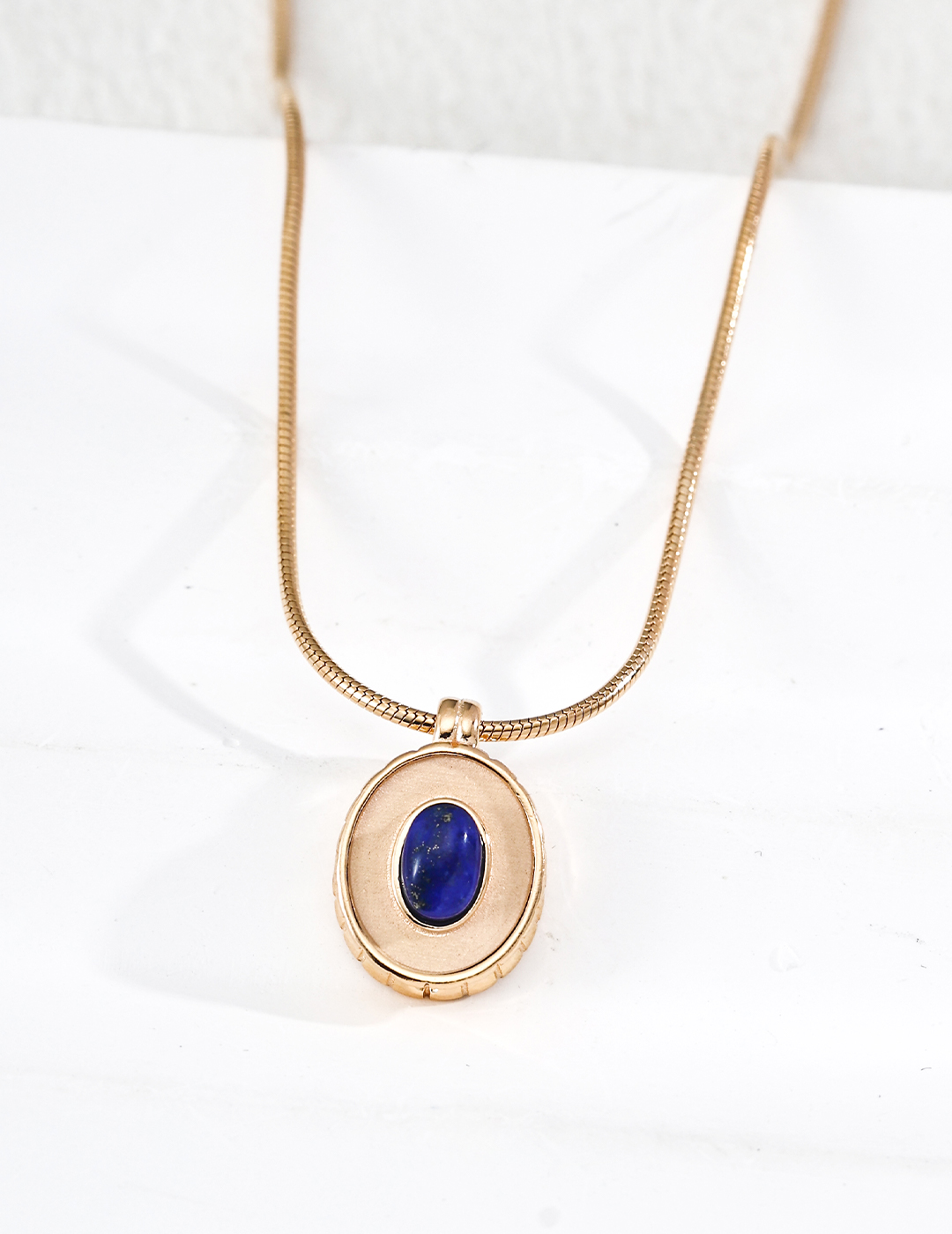 Minimalist sterling silver necklace and ring with lapis lazuli/agate/turquoise.