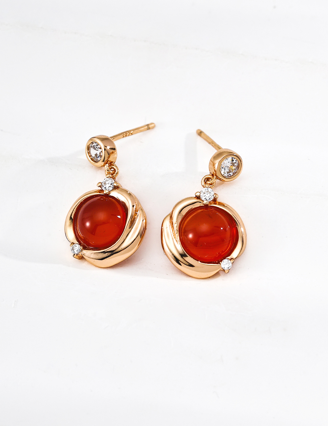 S925 Sterling Silver Vintage Agate and Zircon Earrings