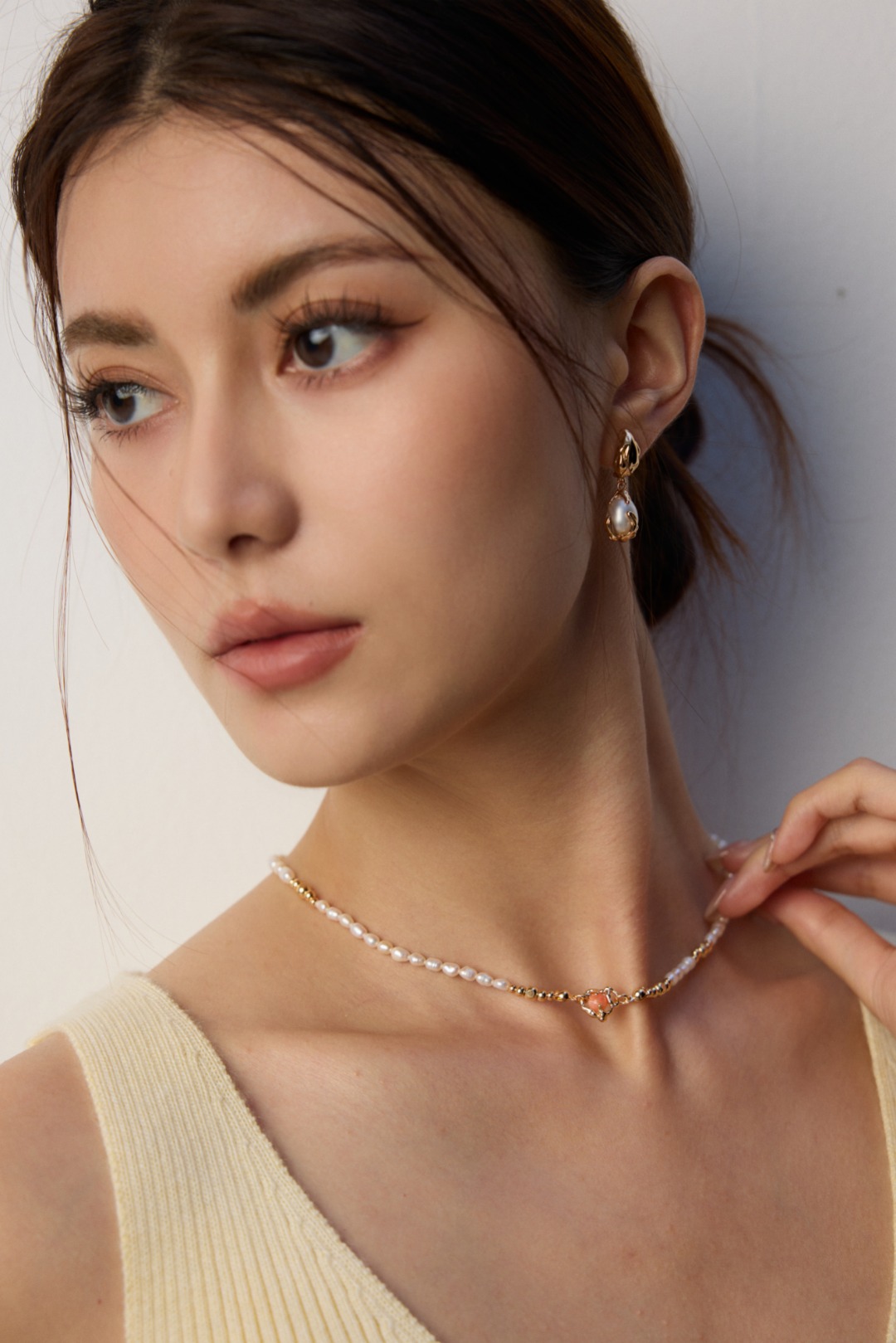 S925 Sterling Silver Vintage Natural Pearl and Rhodochrosite Necklace