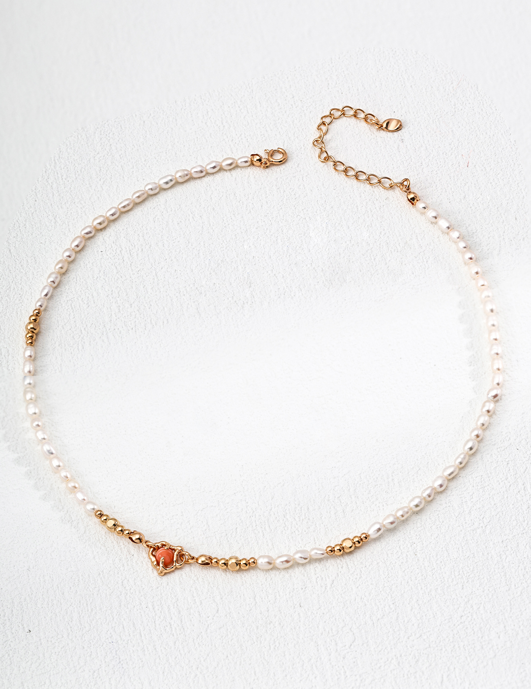 S925 Sterling Silver Vintage Natural Pearl and Rhodochrosite Necklace