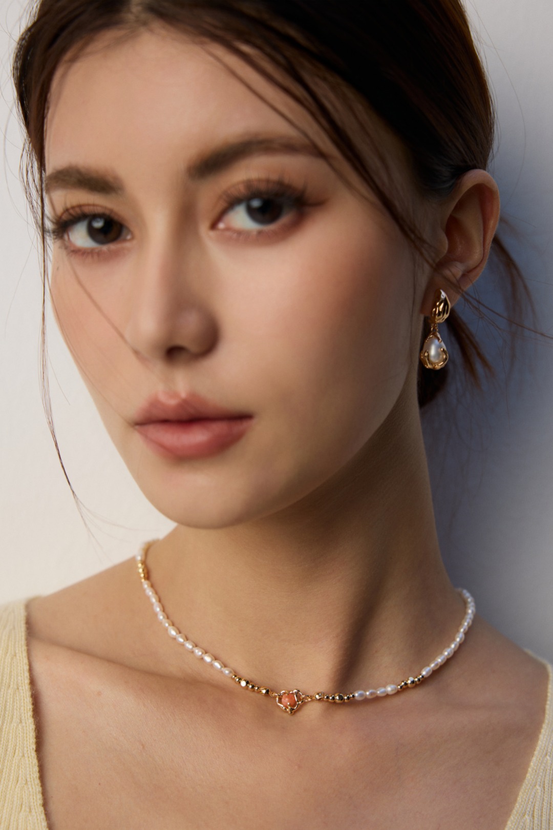 S925 Sterling Silver Vintage Natural Pearl and Rhodochrosite Necklace