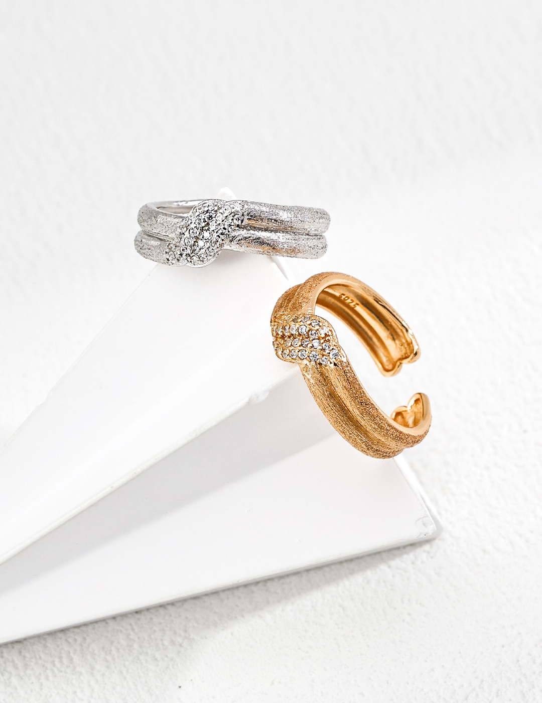 S925 sterling silver vintage matte finish zircon ring