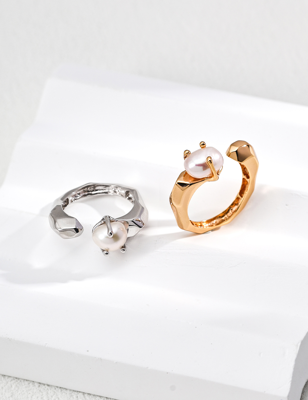 S925 Sterling Silver Simple Natural Pearl Ring