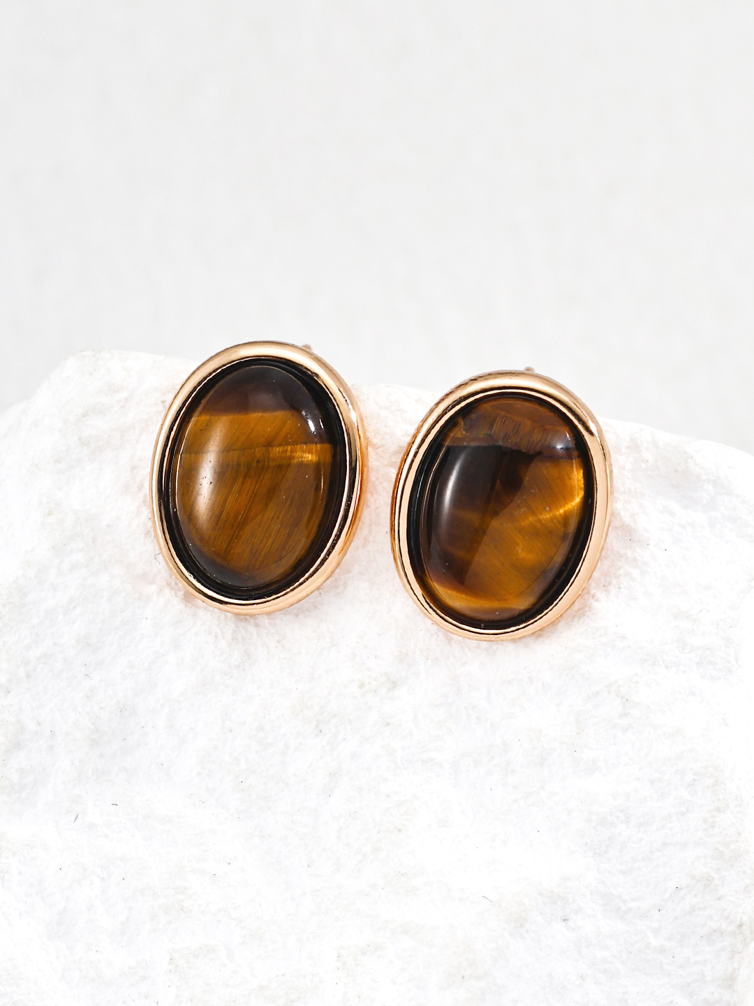 Minimalist sterling silver tiger's eye earrings