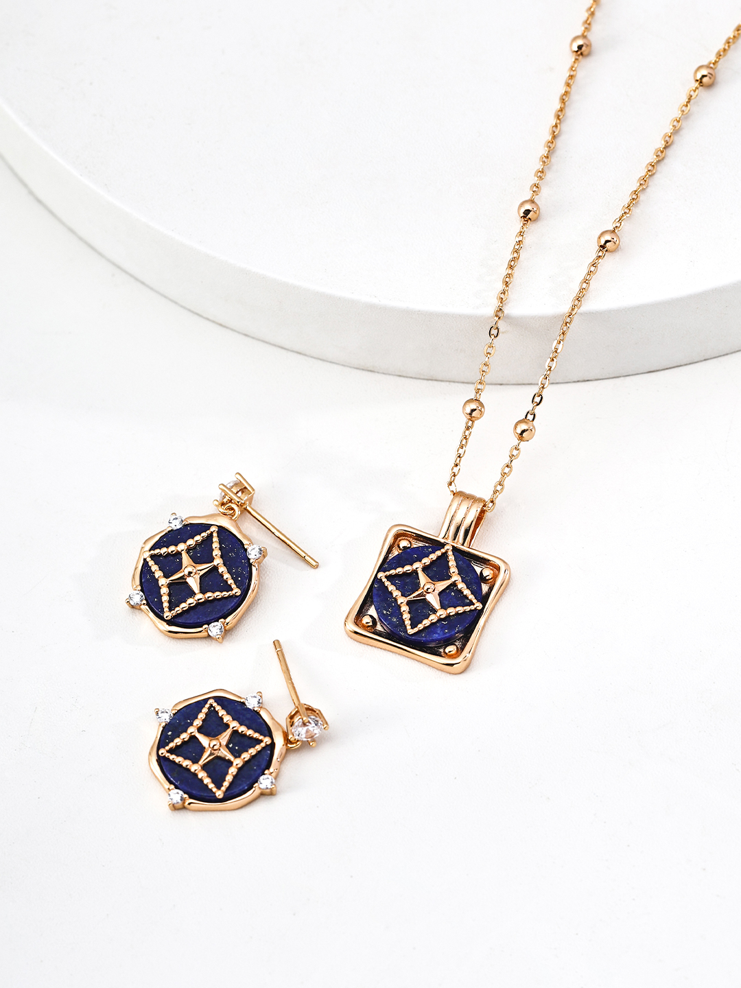 S925 sterling silver vintage lapis lazuli and cubic zirconia earrings