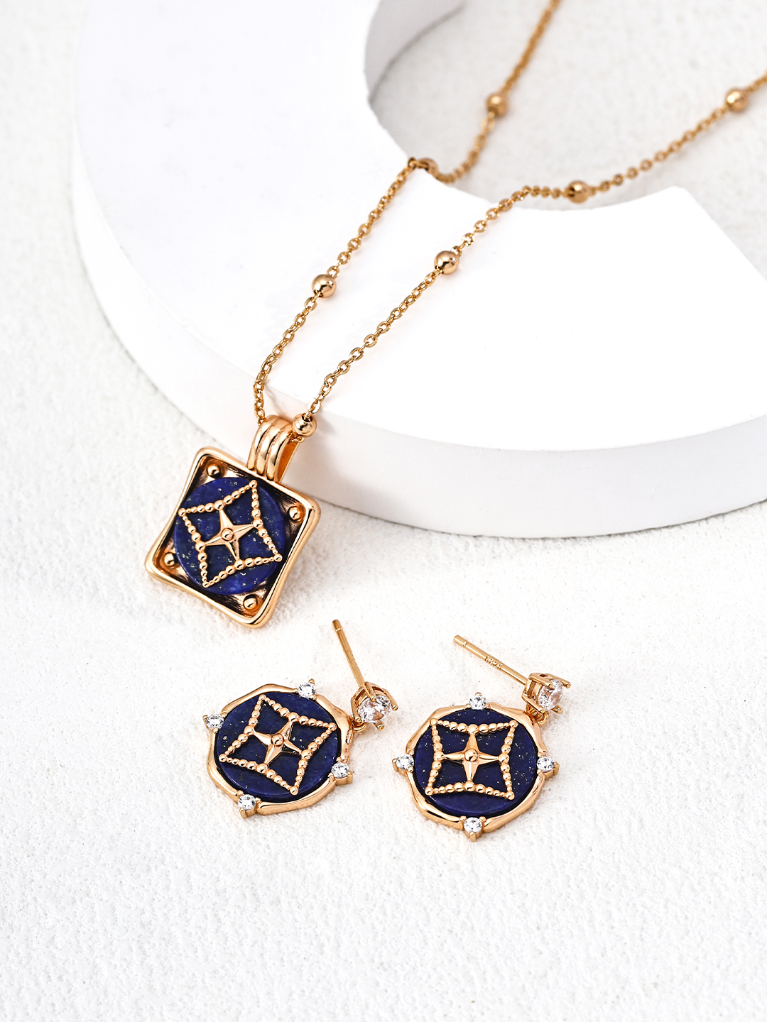 S925 sterling silver vintage lapis lazuli and cubic zirconia earrings