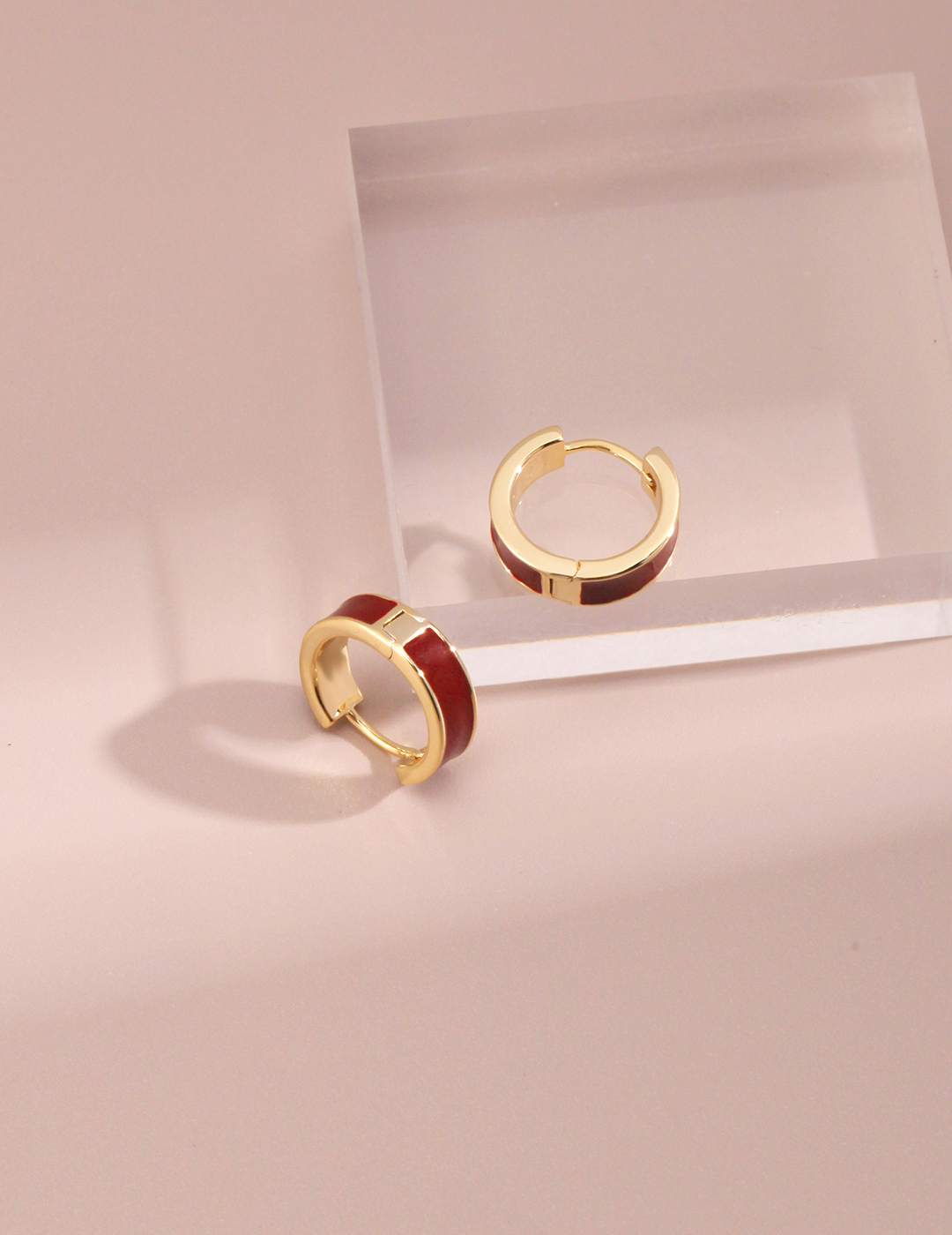 Red enamel drop earrings