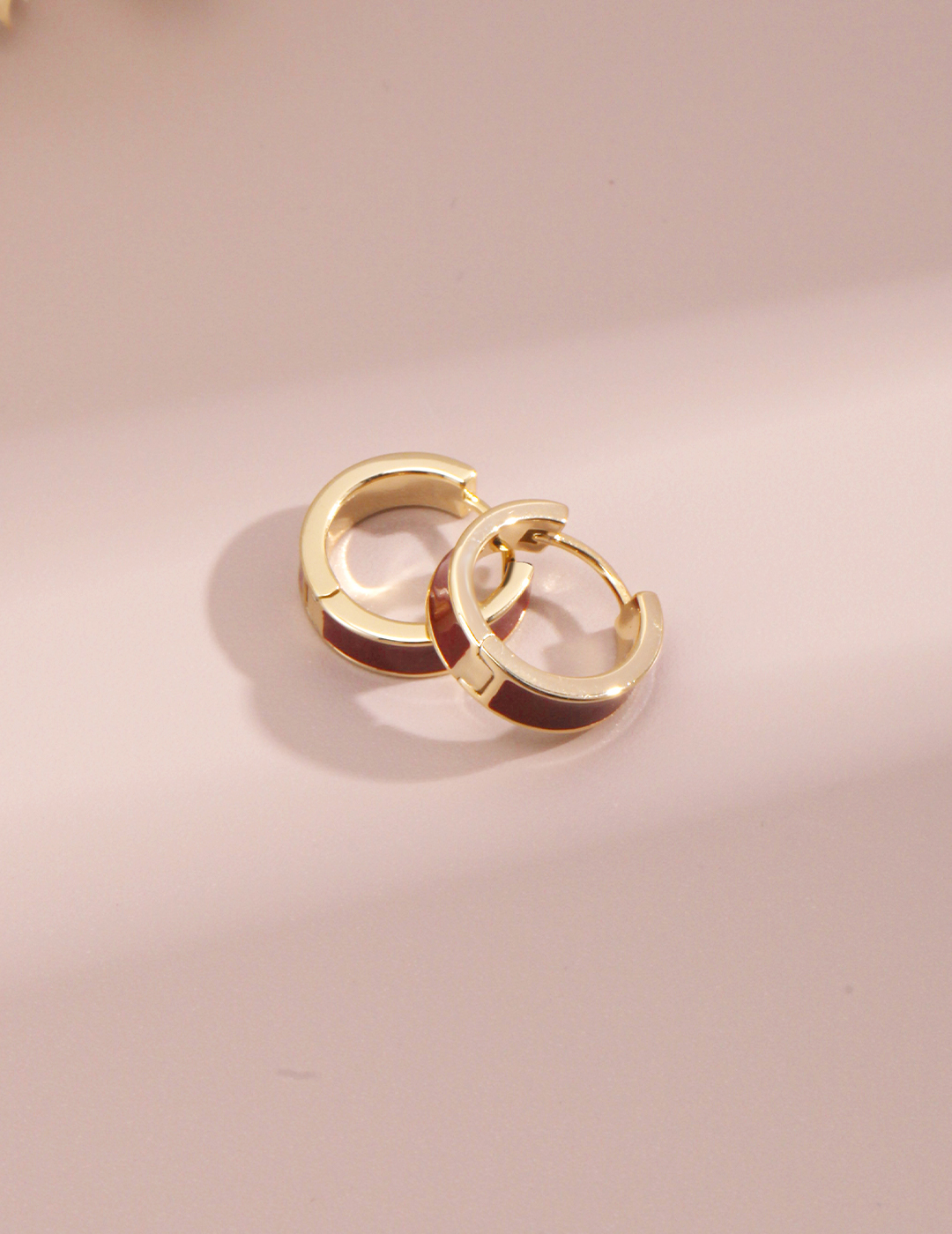 Red enamel drop earrings