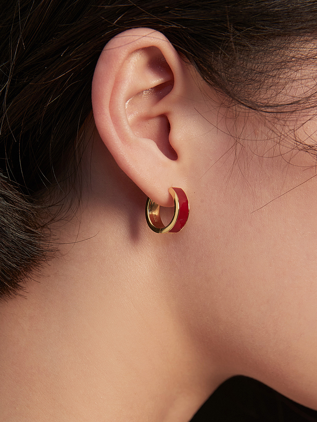 Red enamel drop earrings