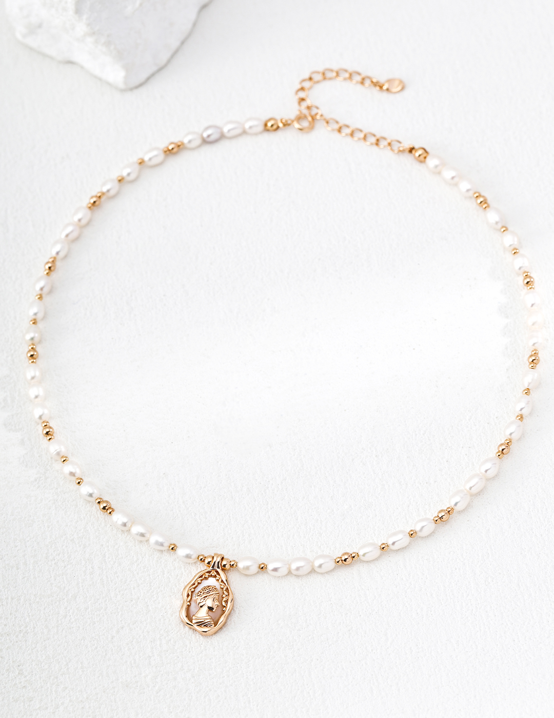 S925 Sterling Silver Simple Natural Pearl Pendant Necklace