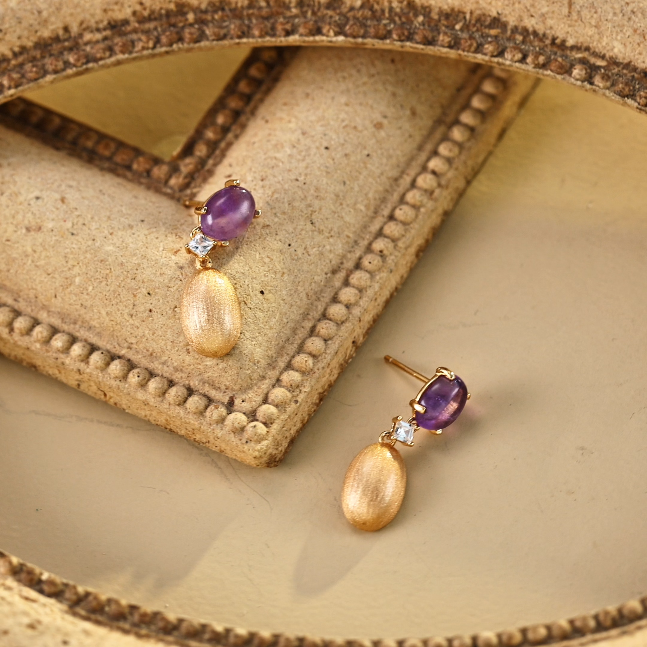 925 sterling silver amethyst and cubic zirconia earrings