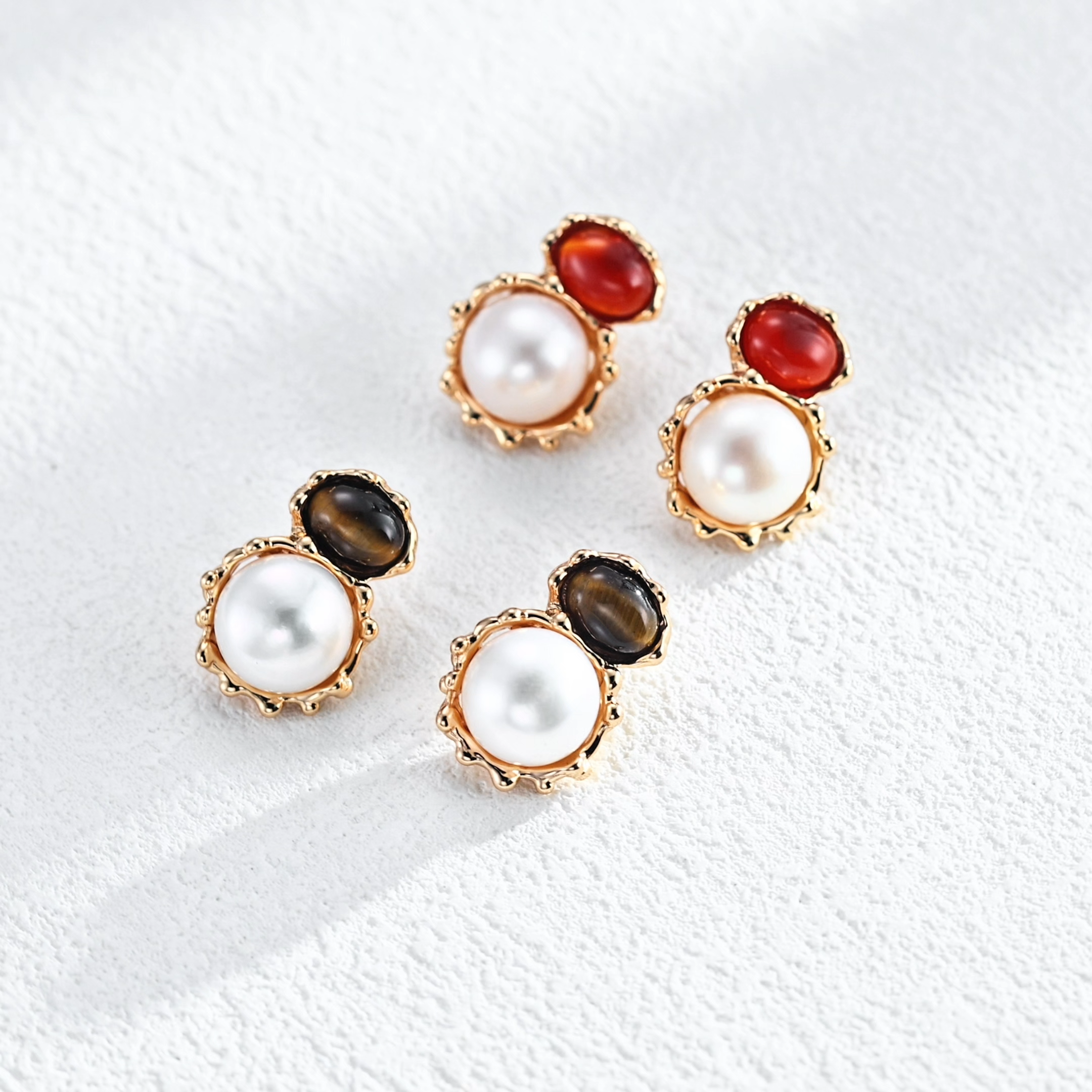 Hand-carved lava flow earrings