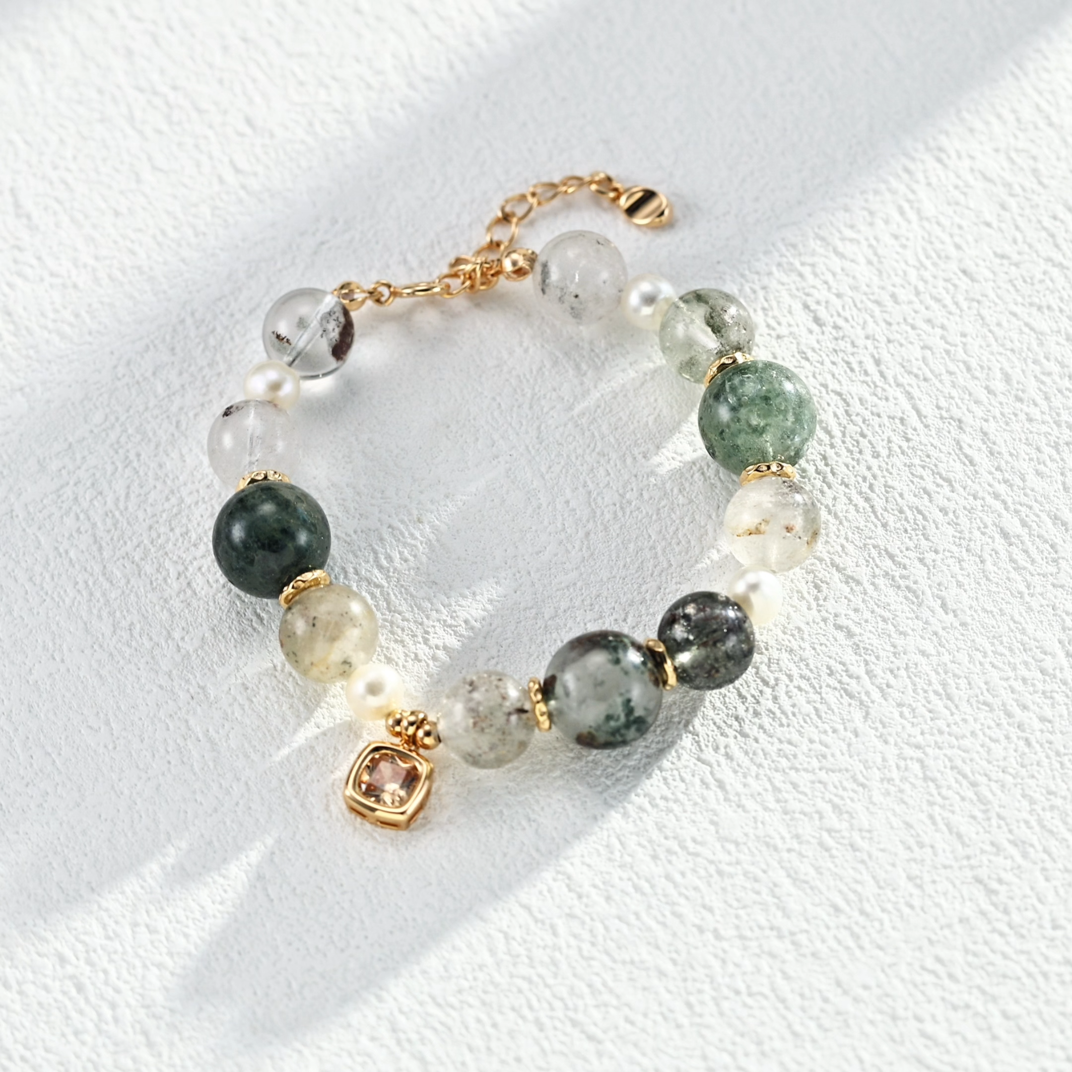 S925 Sterling Silver Natural Pearl and Ghost Bead Crystal Bracelet