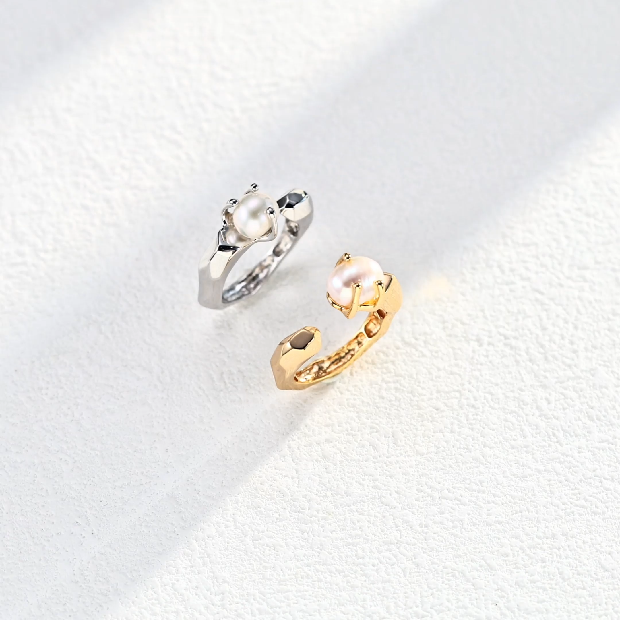 S925 Sterling Silver Simple Natural Pearl Ring