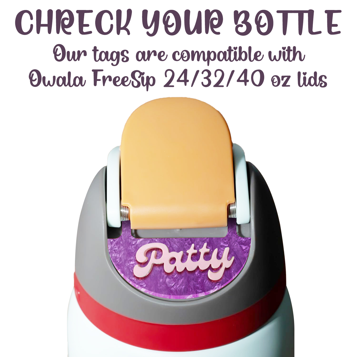 Personalized 3D Name Plate Compatible with Owala Water Bottle 24oz 32oz 40oz | 100 Color Options, 12 Font Options | Custom Name Plate Freesip Topper