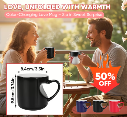 📢📢60%  OFF !!⏰Color Changing Heart Handle Ceramic Mug for Valentine's Day