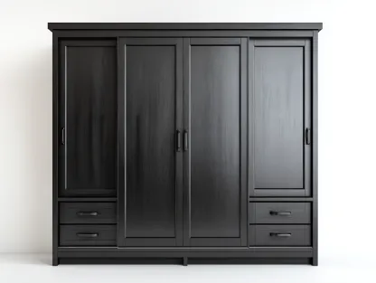 Wardrobe Wooden Finish 80x24x84 (inches) Black - Modern Storage Design-Nookuplab