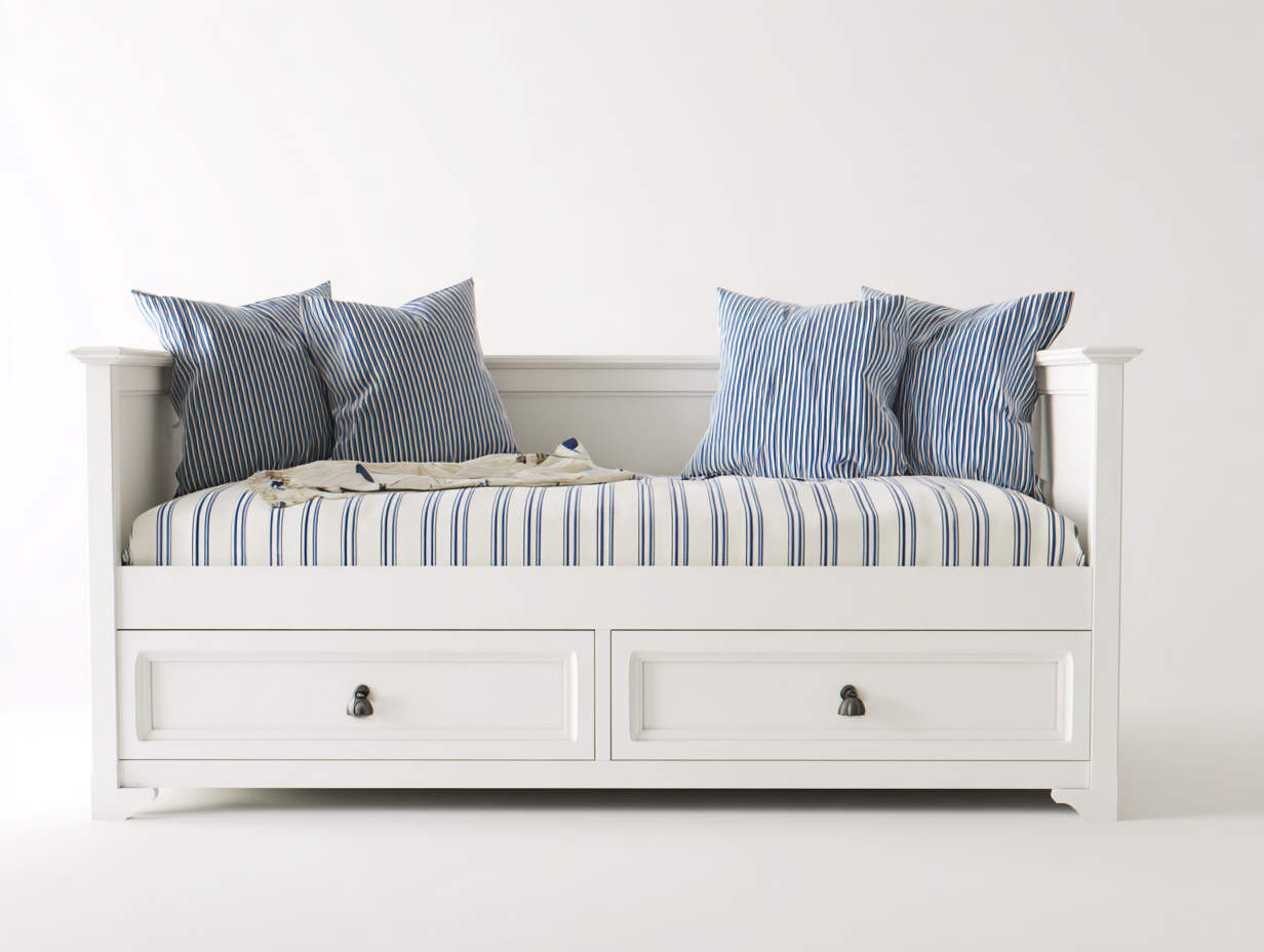 Sofa Bed wood frame 78x39x34 (inches) - white - modern daybed design with storage-Nookuplab