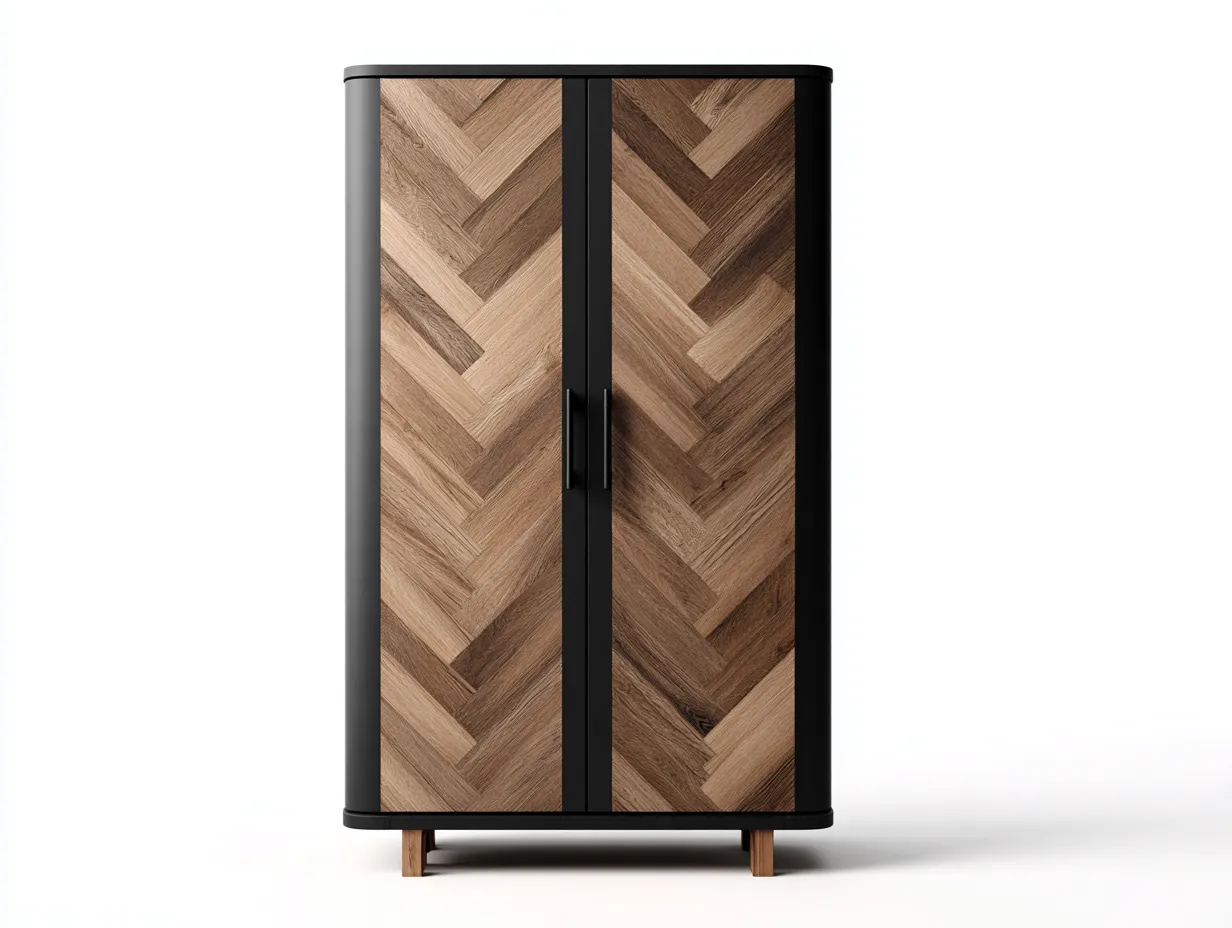 Wardrobe wood frame 36x20x72 (inches) - natural wood-black - modern storage design-Nookuplab