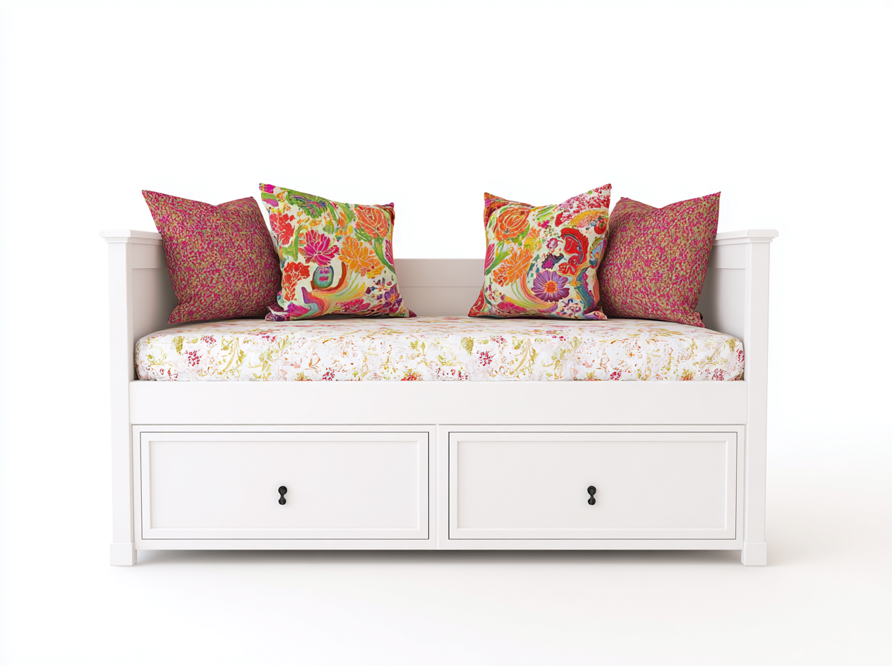 Sofa Bed Wooden Frame 79x39x34 (inches) White - Modern Storage Design-Nookuplab